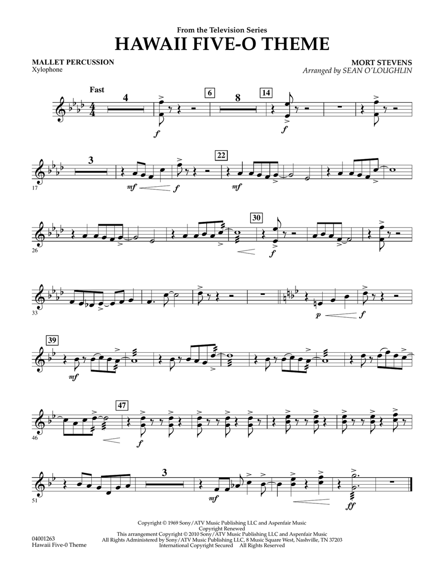Hawaii Five-O Theme - Mallet Percussion Concert Band scores gallery preview page 1