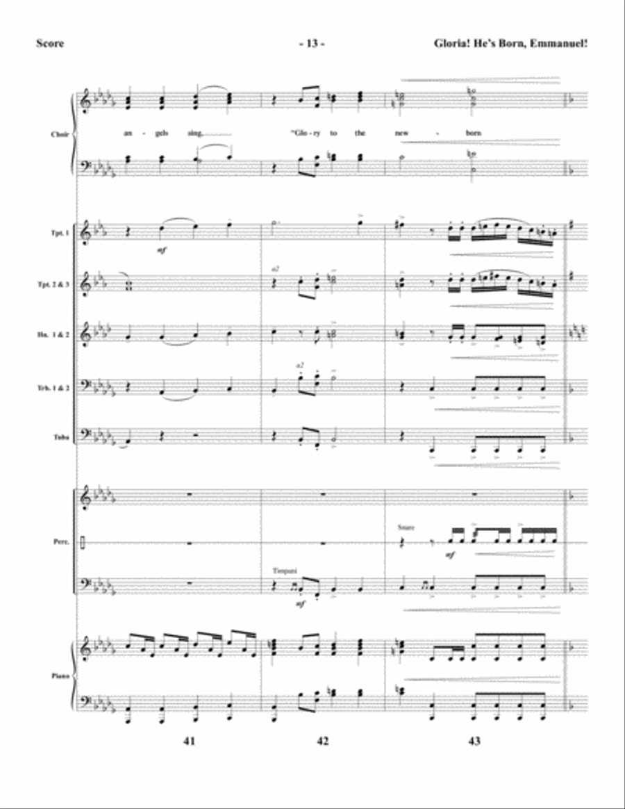 Gloria! He’s Born, Emmanuel! - Brass and Percussion Score and Parts Choir scores gallery preview page 15