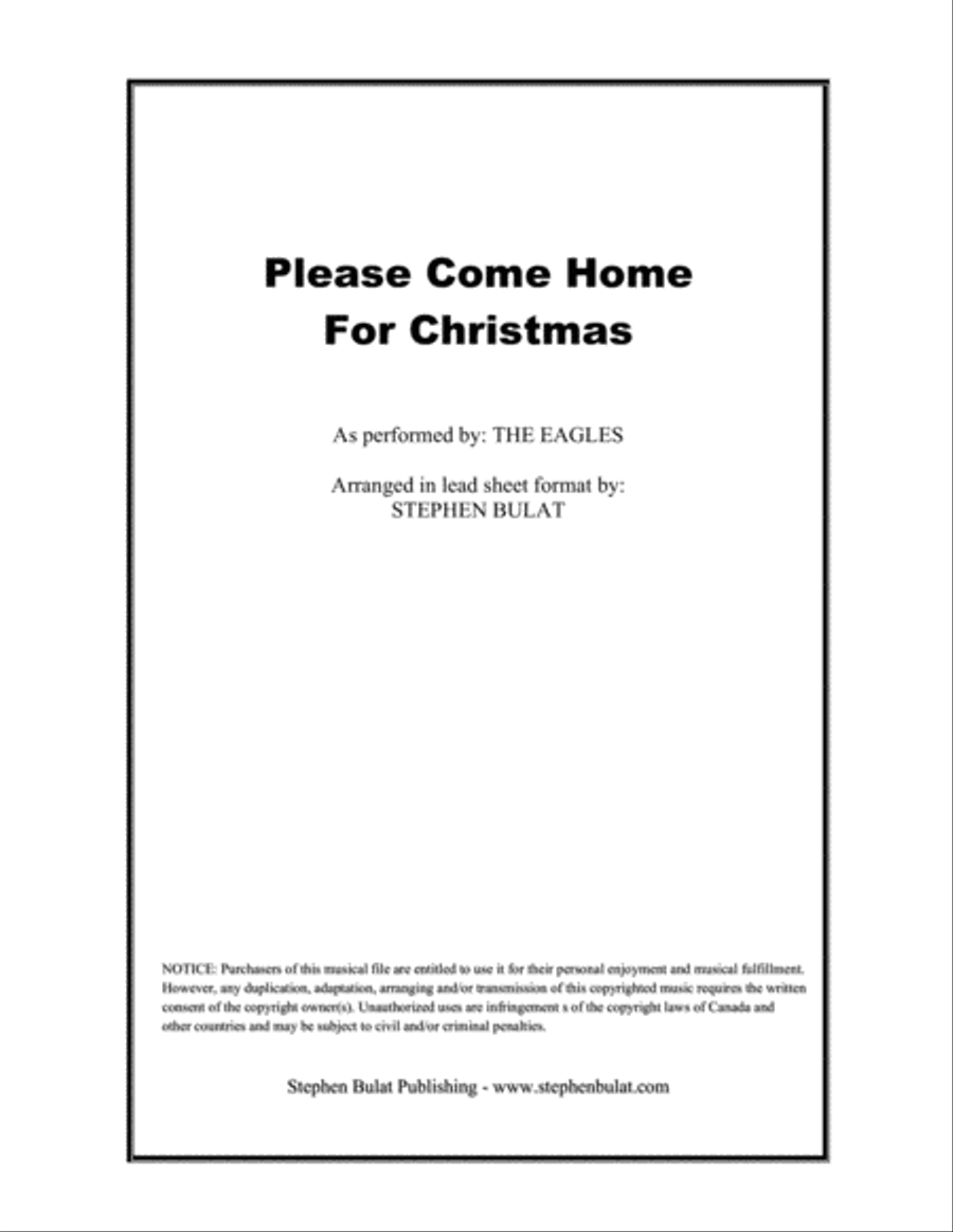 Please Come Home For Christmas Piano, Vocal, Guitar scores gallery preview page 1