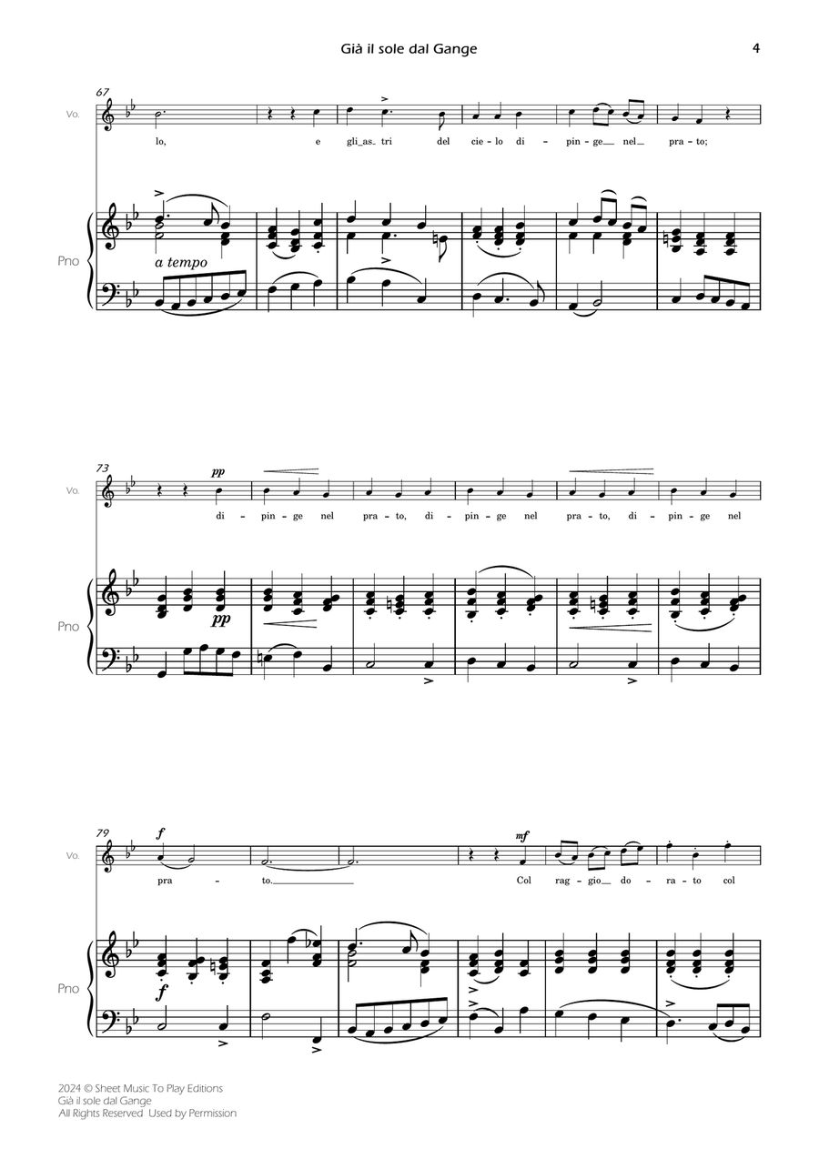 Scarlatti - Già il sole dal Gange - Voice and Piano - Bb Major Piano, Vocal scores gallery preview page 6
