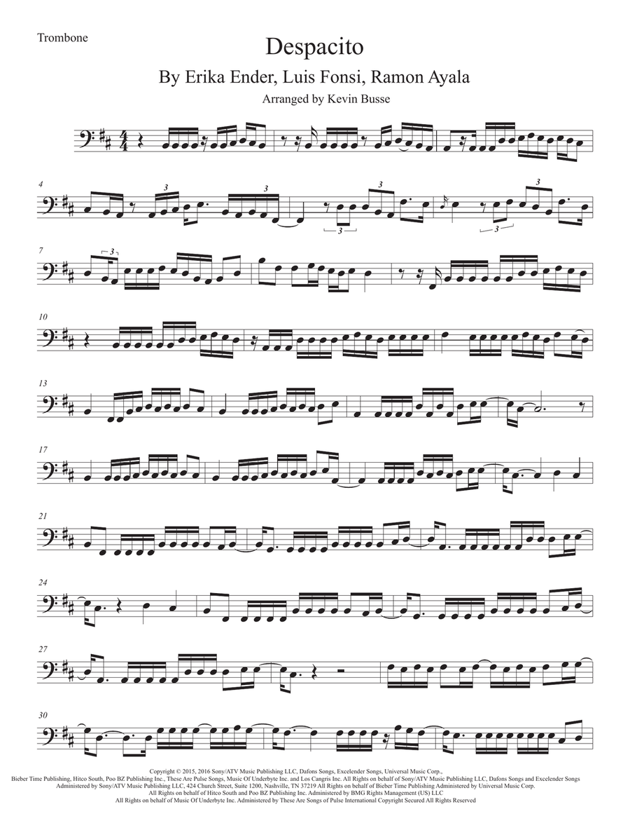 Despacito Trombone Solo scores gallery preview page 1