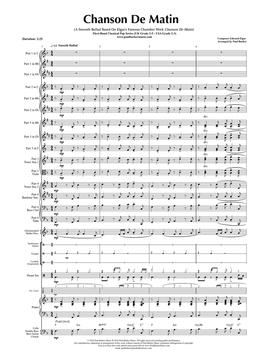 Chanson De Matin (Flexible Instrumentation) Concert Band scores gallery preview page 4