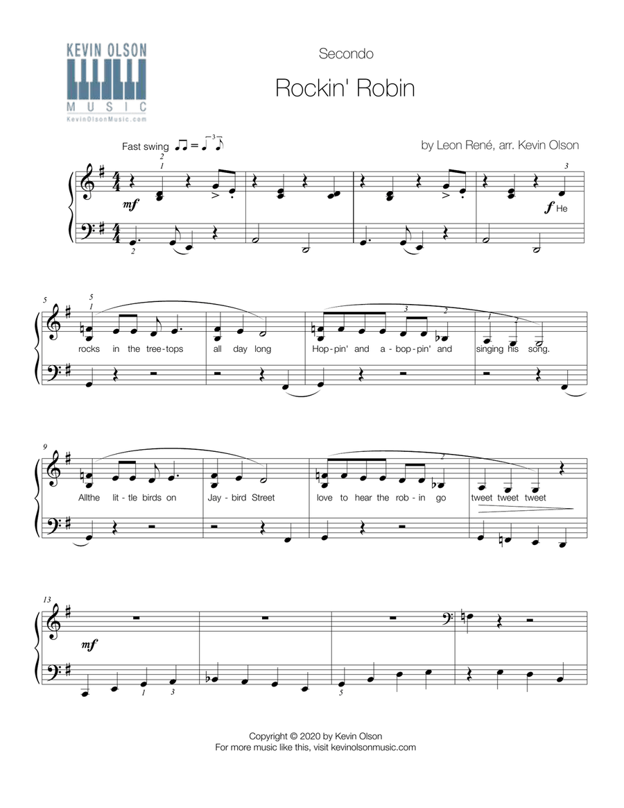 Rockin' Robin (Early Intermediate Piano Duet) Piano Duet scores gallery preview page 1