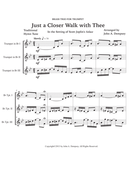 Just a Closer Walk with Thee (Trumpet Trio) image number null