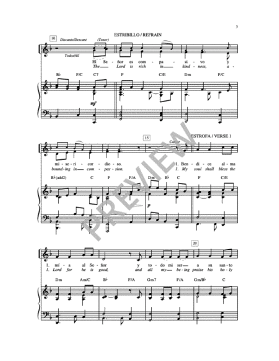 El Señor Es Compasivo (Salmo 103) El Señor Es Compasivo (Salmo 103) 2-Part scores gallery preview page 10