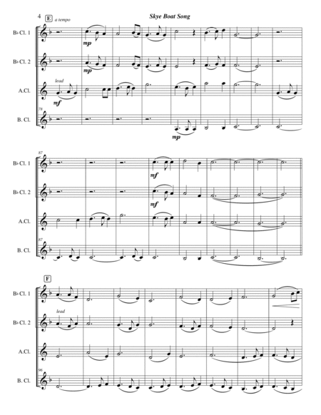 Sky Boat Song (clarinet quartet arrangement) image number null
