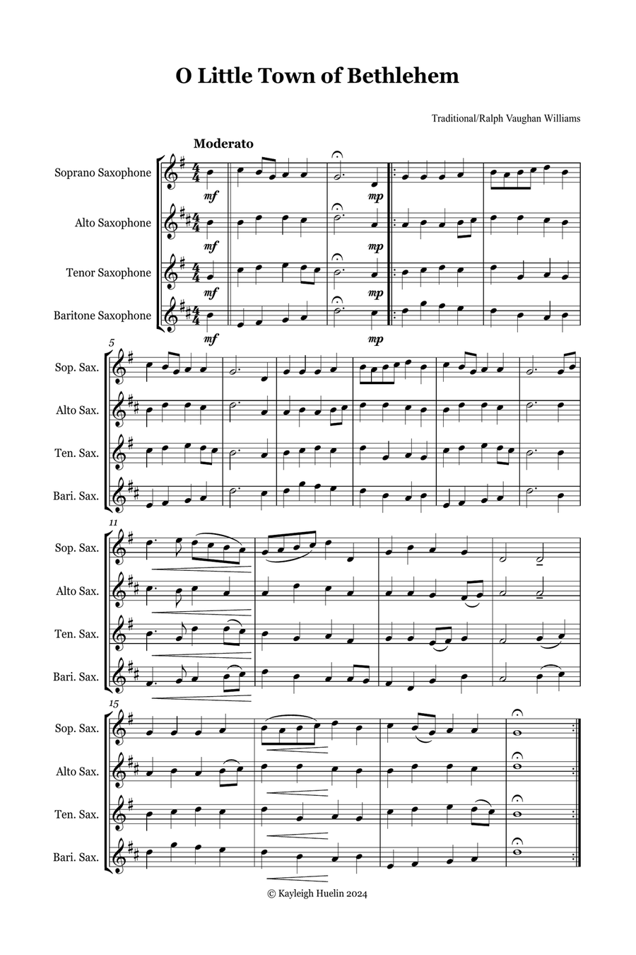 Christmas Carol Selection vol. 2 for SATB Saxophone quartet Saxophone Quartet scores gallery preview page 2