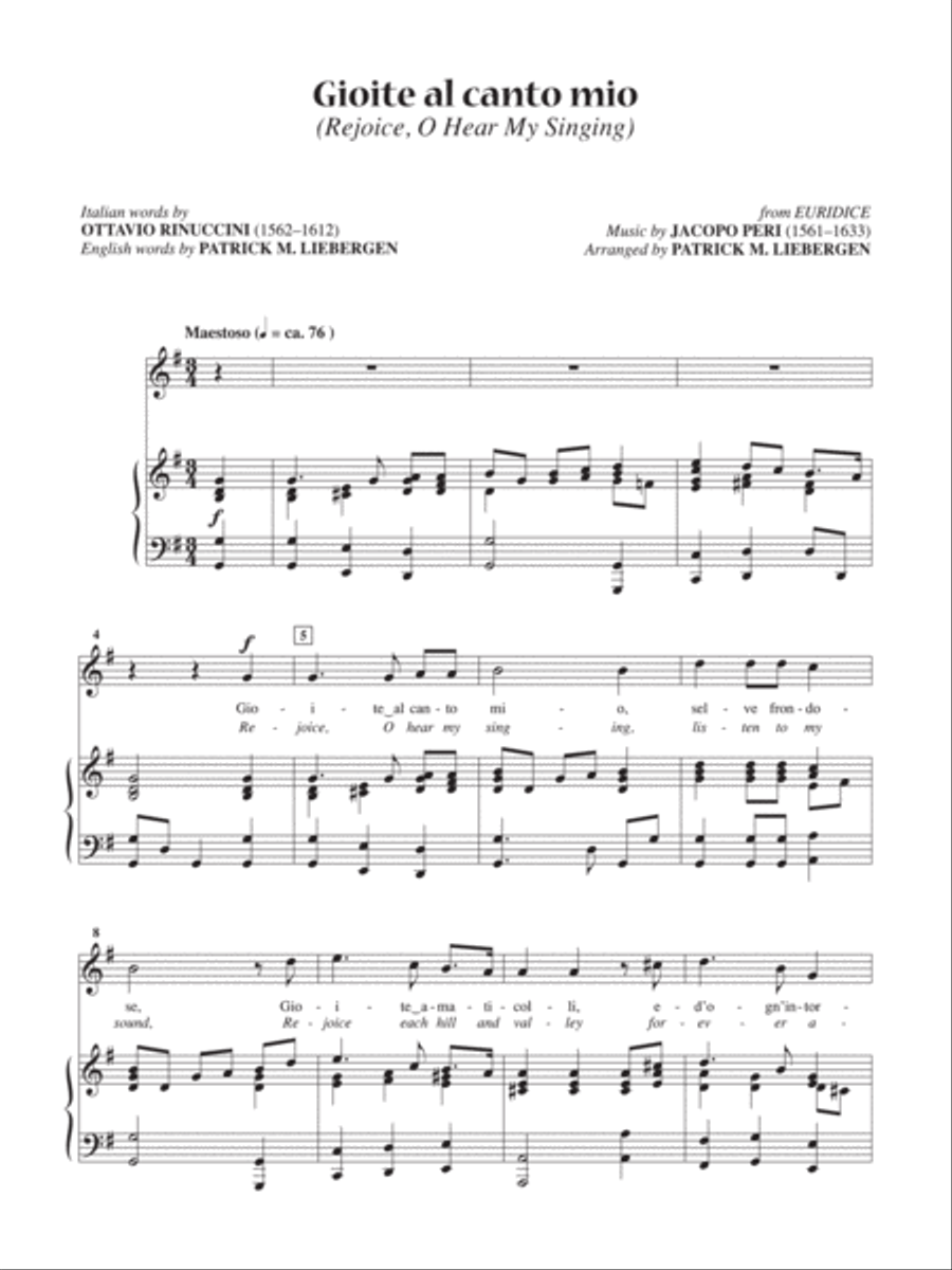 Gioite Al Canto Mio (Rejoice, O Hear My Singing) [High Voice] High Voice scores gallery preview page 1