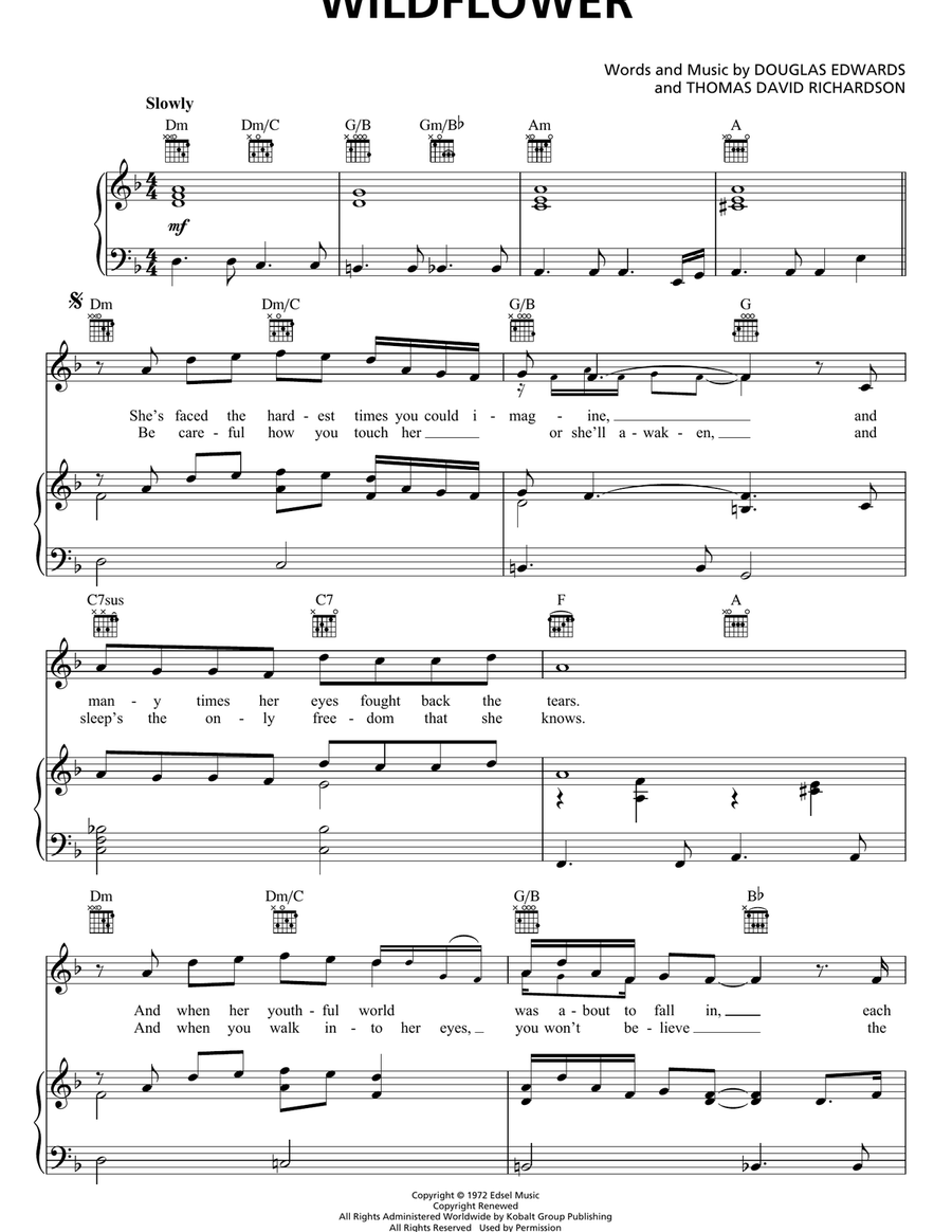 Wildflower Wildflower Piano, Vocal, Guitar scores gallery preview page 1