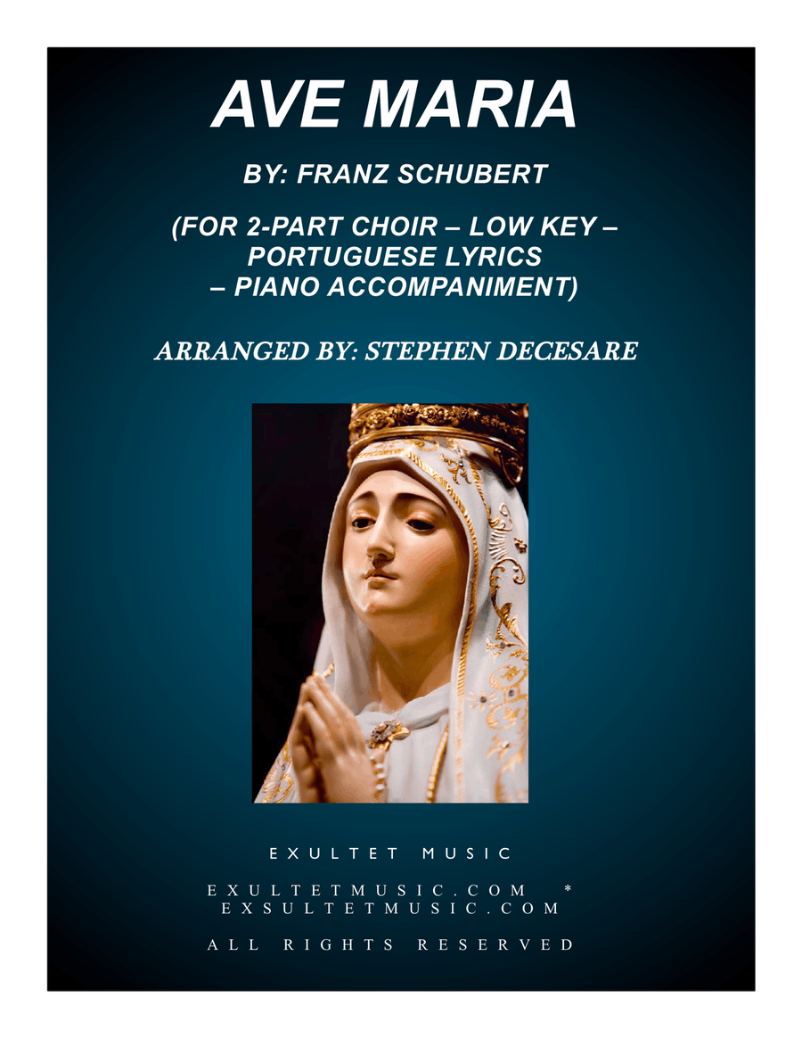 Ave Maria (Portuguese Lyrics - for 2-part choir - Low Key - Piano Accompaniment) 2-Part scores gallery preview page 1