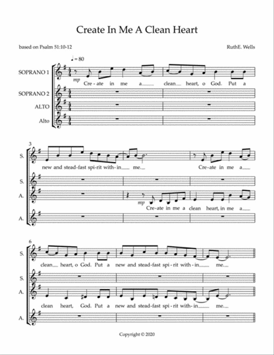 Create in Me a Clean Heart SSAA scores gallery preview page 2