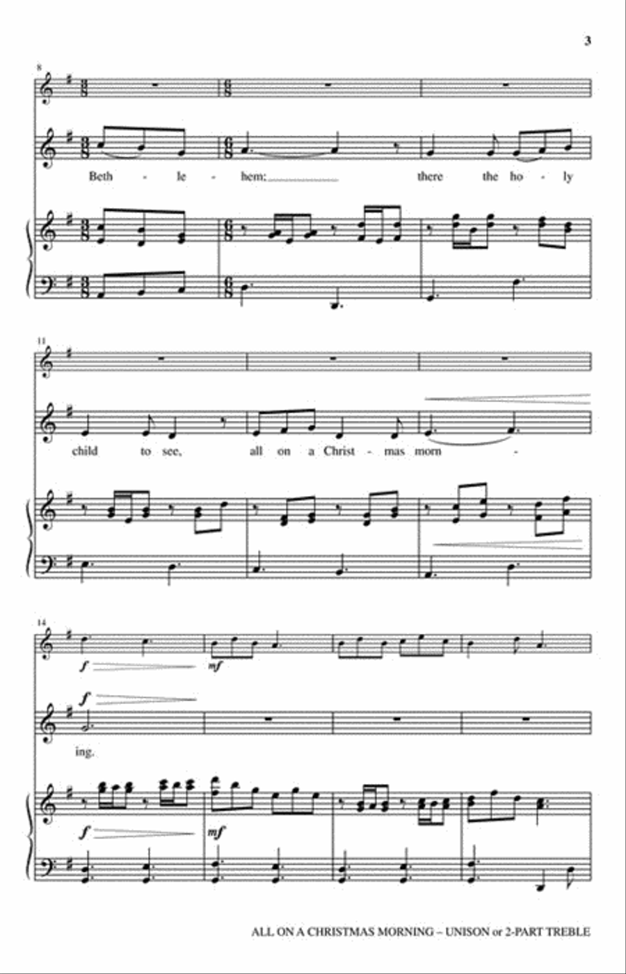 All on a Christmas Morning Unison Choir scores gallery preview page 3