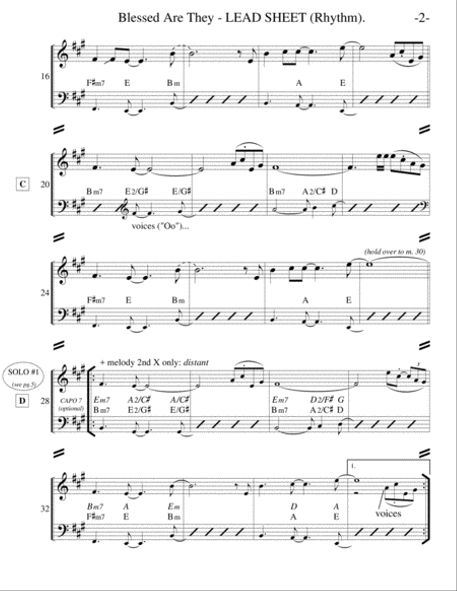 Blessed Are They (Lead Sheet) Guitar Ensemble scores gallery preview page 2