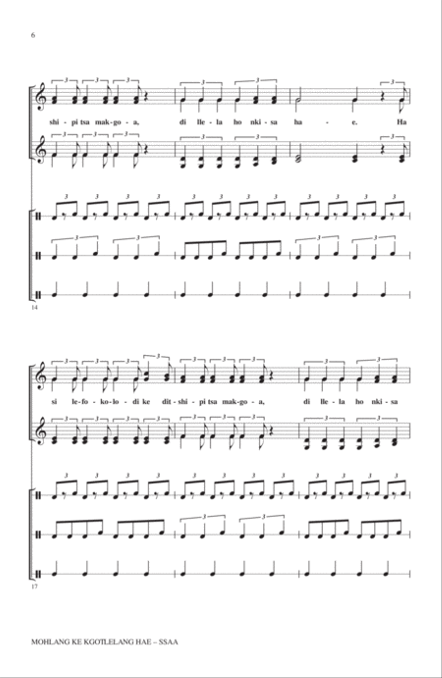 Mohlang Ke Kgotlelang Hae (When I Return Home) SSA scores gallery preview page 3