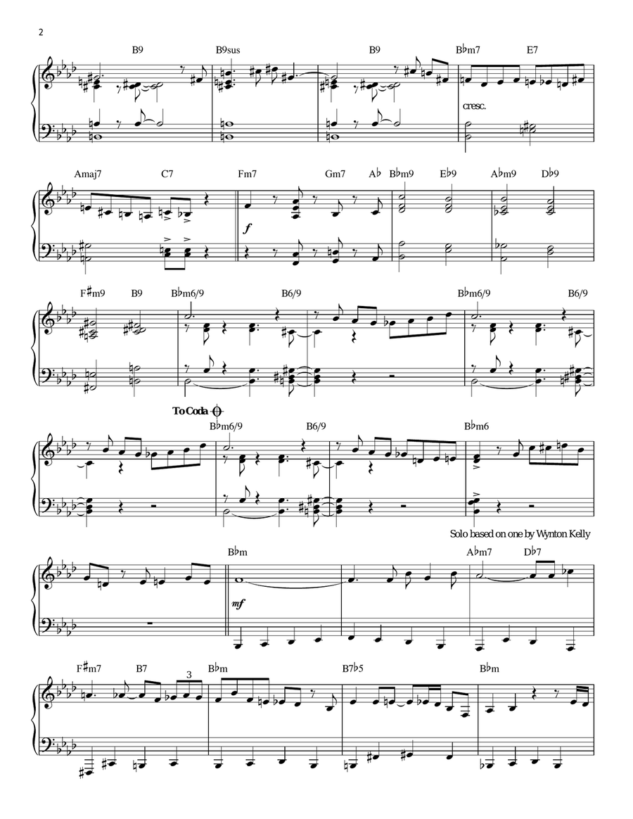 Grand Central [Jazz version] by John Coltrane Piano Solo - Digital Sheet Music page 2