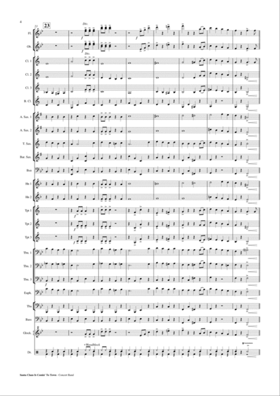 Santa Claus Is Comin' To Town Concert Band scores gallery preview page 5