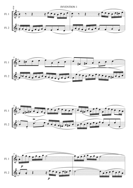 Flute duets - 5 J S Bach keyboard inventions arranged for 2 flutes. image number null