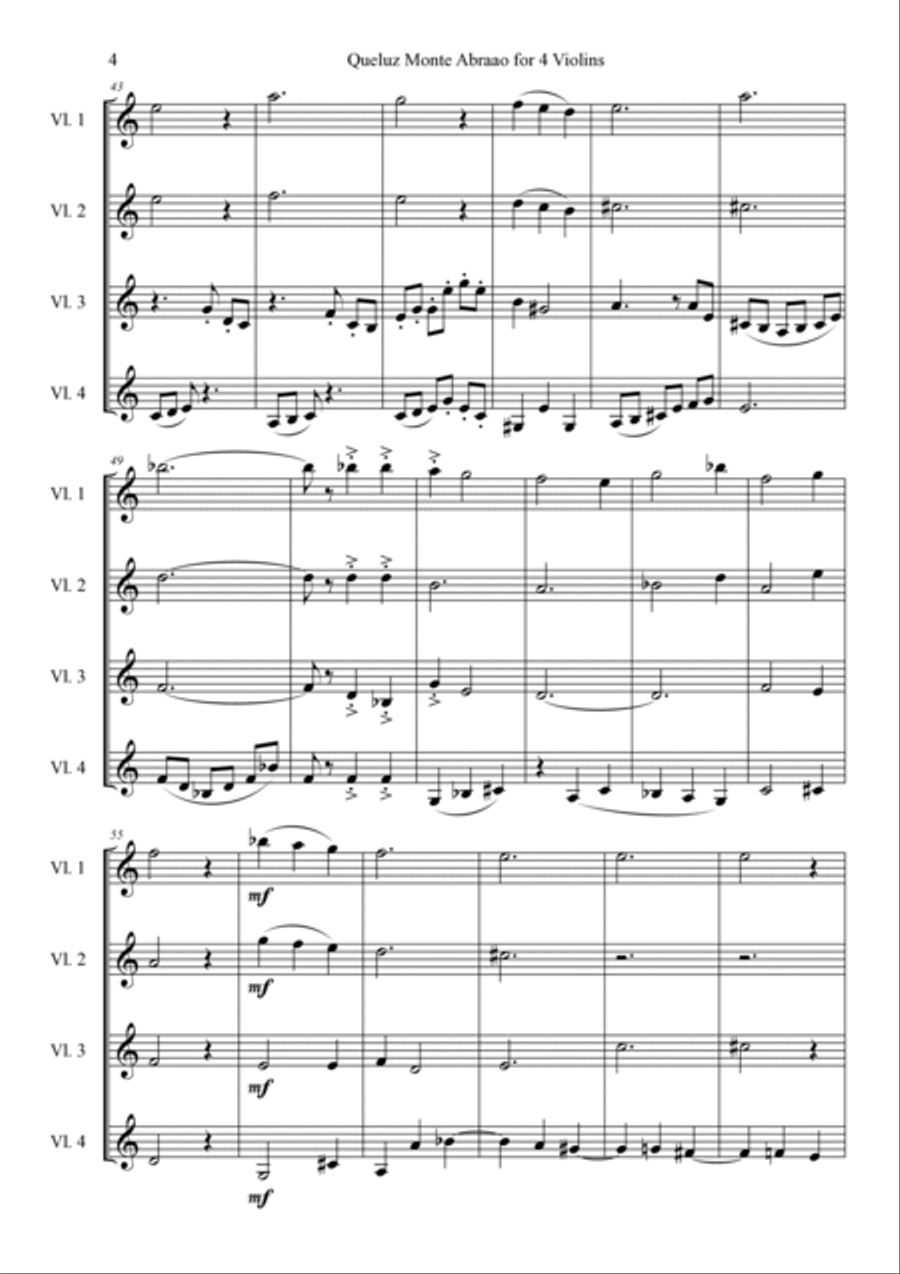 Queluz Monte Abraao for 4 Violins String Quartet scores gallery preview page 6