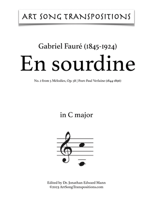 Book cover for FAURÉ: En Sourdine, Op. 58 no. 2 (transposed to C major)