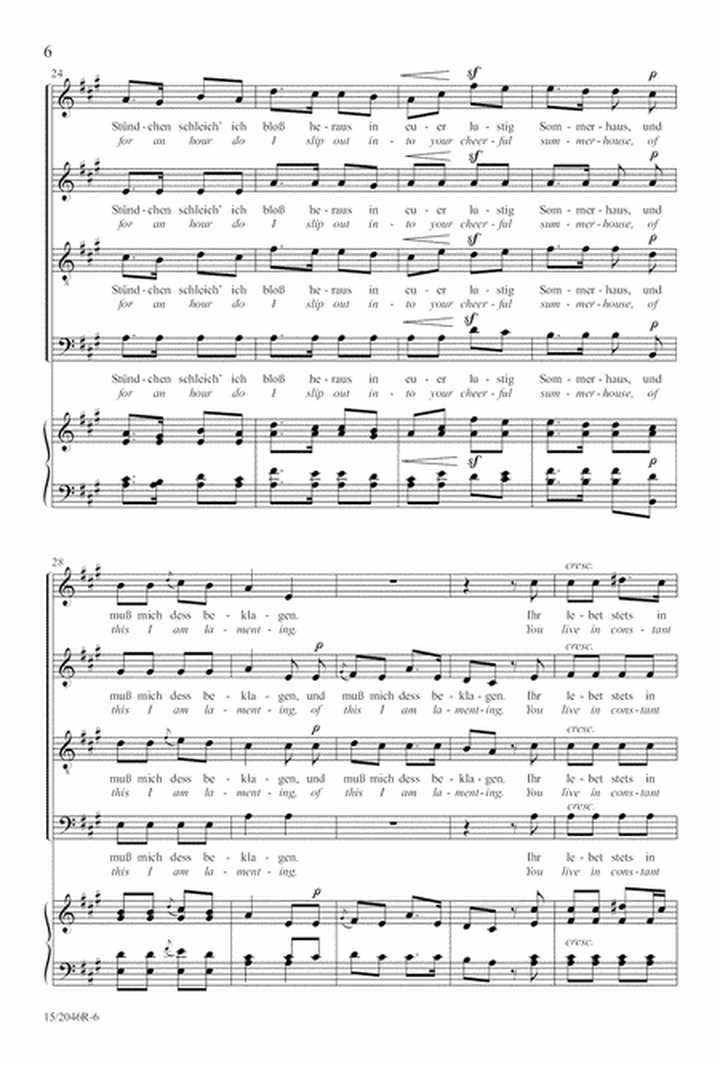 Two Mendelssohn Part Songs: 1. Im Walde 2. Jaglied