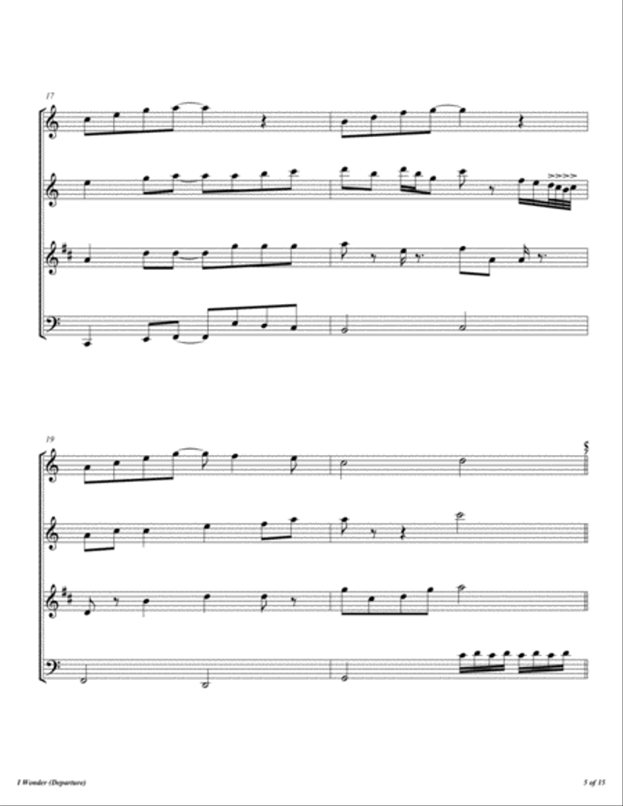 I Wonder Woodwind Quartet scores gallery preview page 6