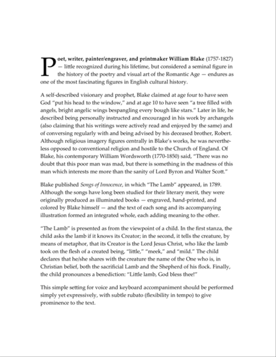 The Lamb (William Blake) — low voice (alto / bass-baritone), keyboard accompaniment Alto Voice scores gallery preview page 2