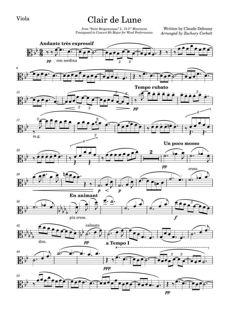 Clair de Lune Clair de Lune Viola scores gallery preview page 1