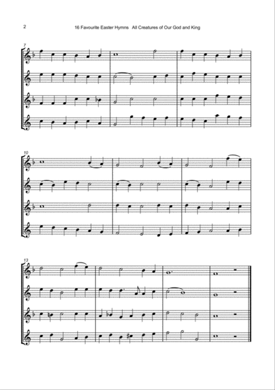 16 Favourite Easter Hymns for Saxophone Quartet SATB, Soprano, Alto, Tenor and Baritone Saxophones Saxophone Quartet scores gallery preview page 3