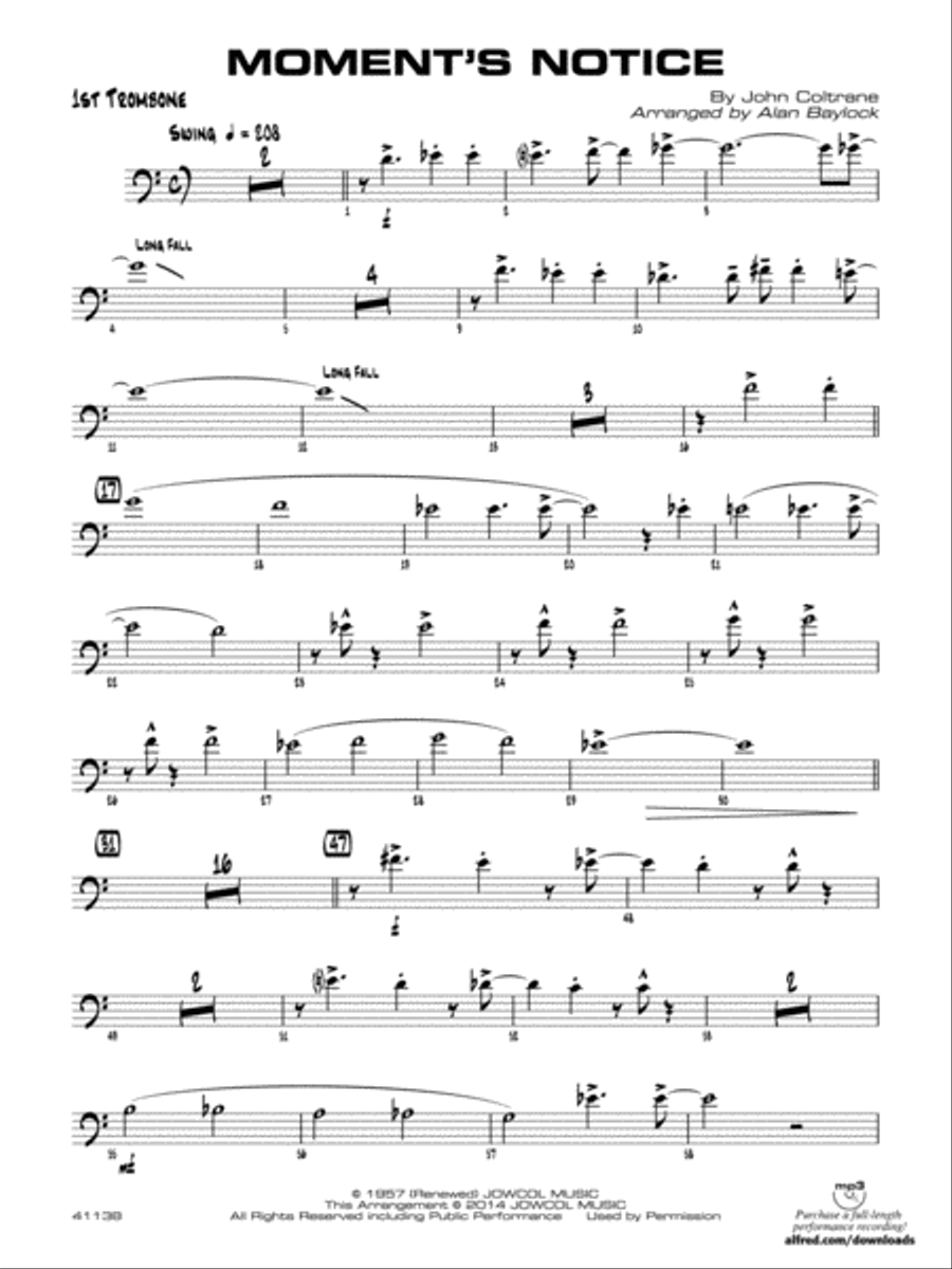 Moment's Notice: 1st Trombone Jazz Ensemble scores gallery preview page 1