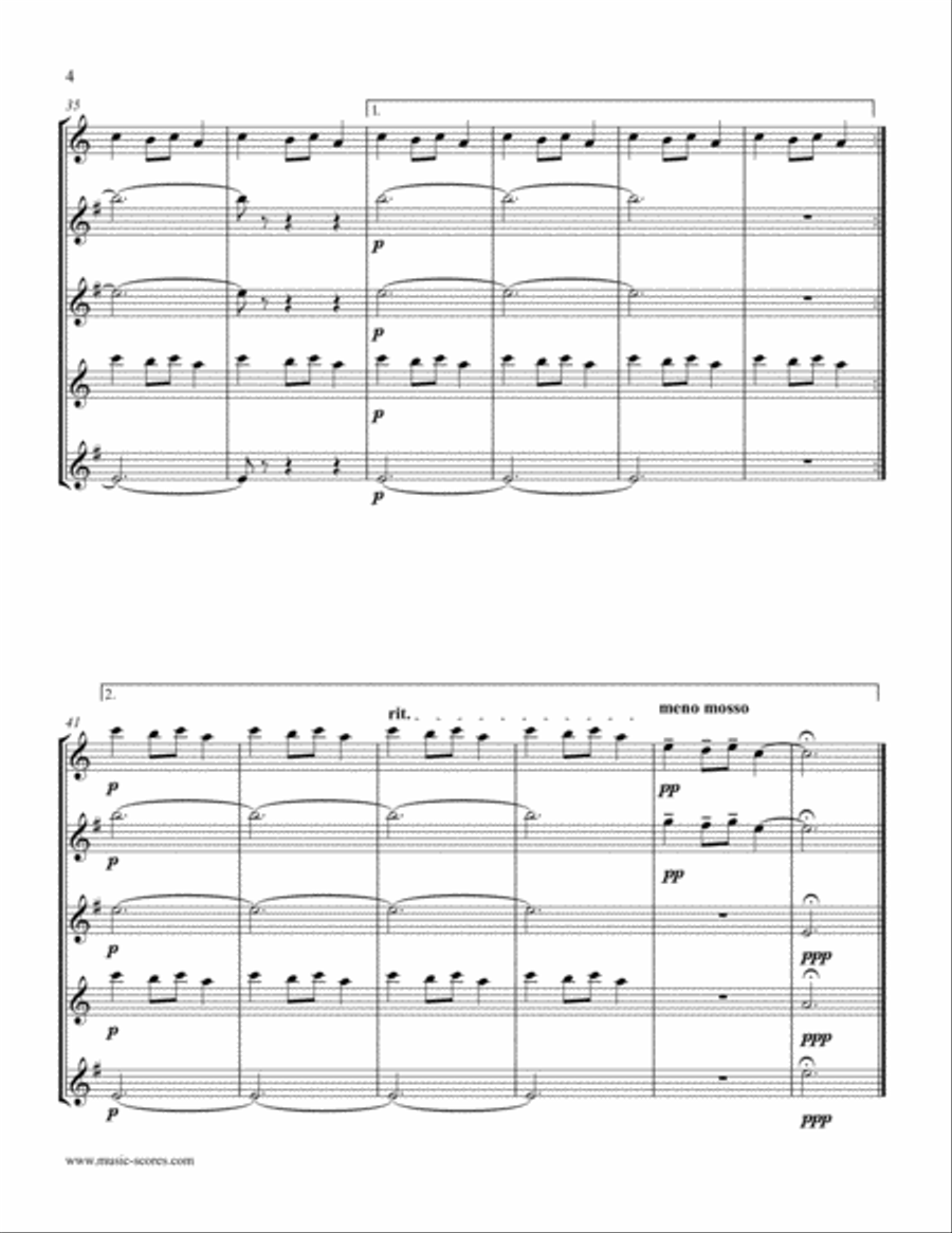 Carol of the Bells - Saxophone Quintet Saxophone Quintet scores gallery preview page 4