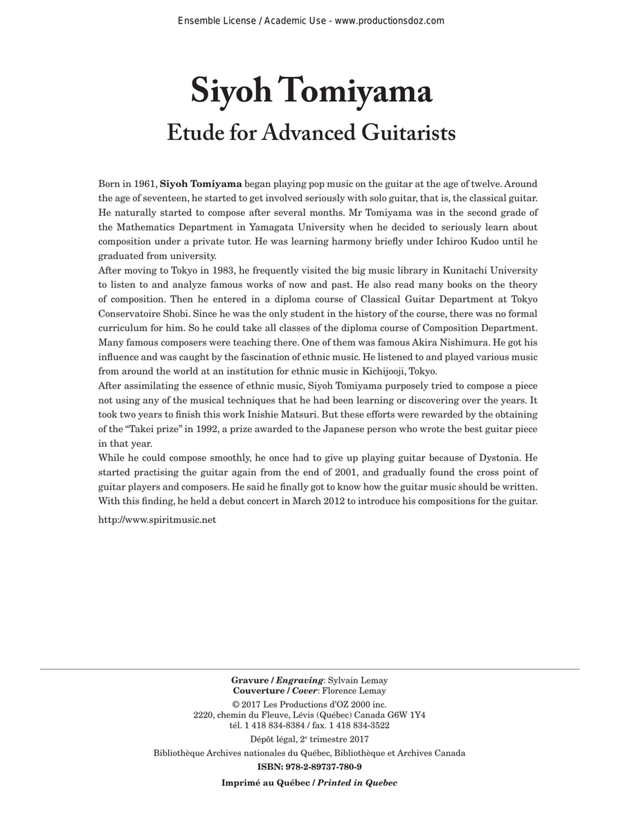 Etude for Advanced Guitarists, opus 64 Classical Guitar scores gallery preview page 1