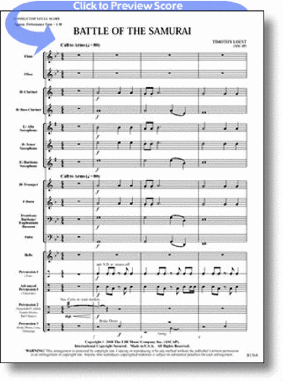Battle of the Samurai Concert Band scores gallery preview page 1