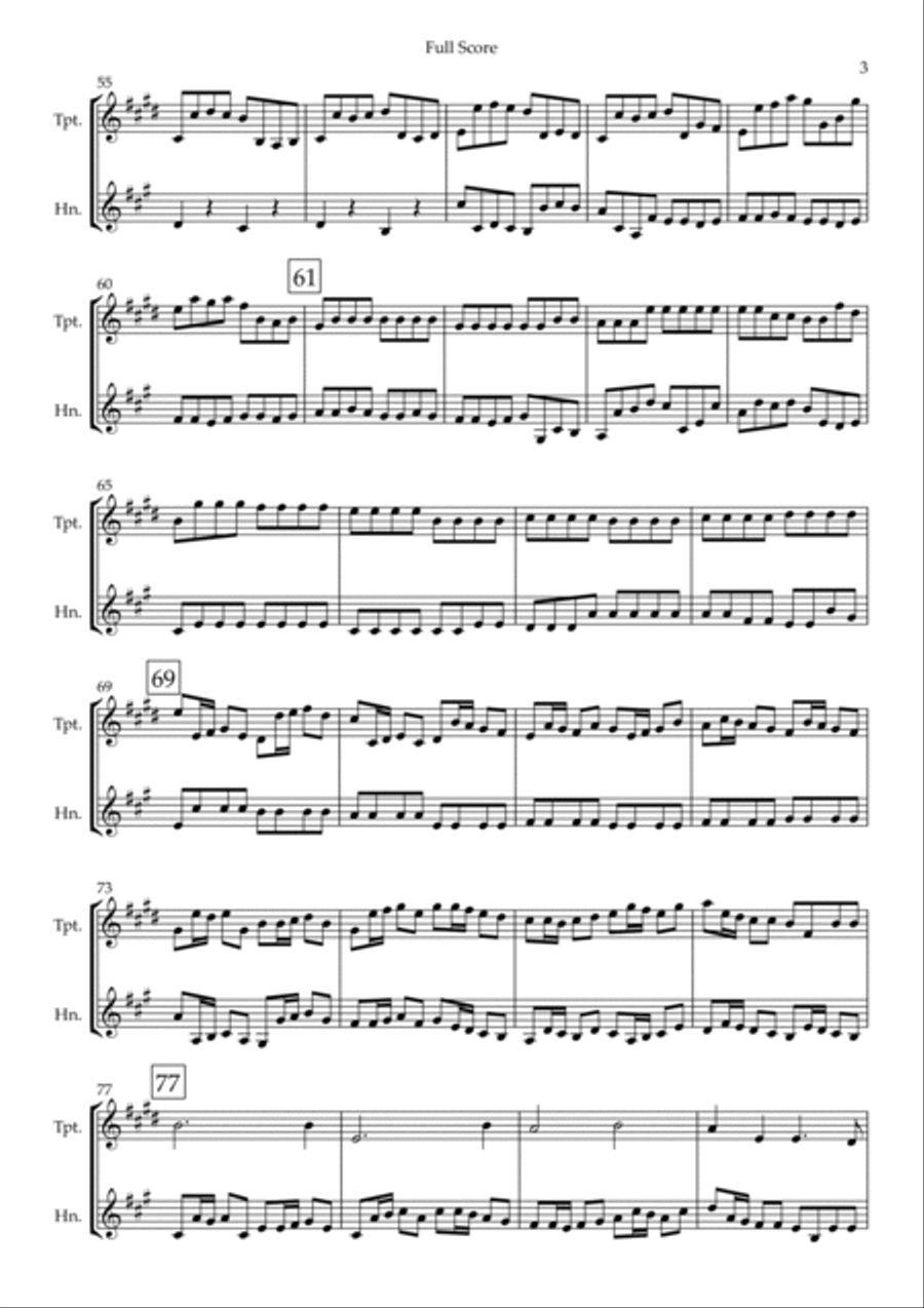 Canon in D Major (Johann Pachelbel) for Trumpet in Bb & Horn in F Duo Brass Duet scores gallery preview page 3