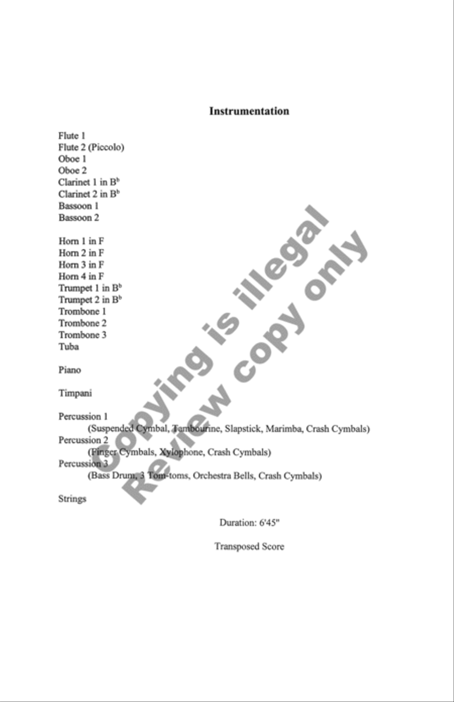 Overture: Parachute Dancing Full Orchestra scores gallery preview page 3