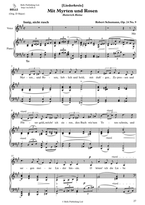 Book cover for Mit Myrten und Rosen, Op. 24 No. 9 (A Major)
