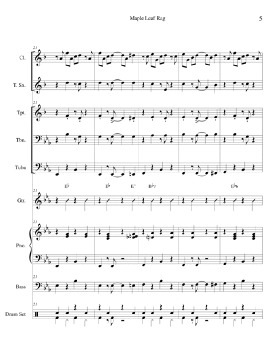 Maple Leaf Rag for Dixieland Jazz Combo by Scott Joplin image number null