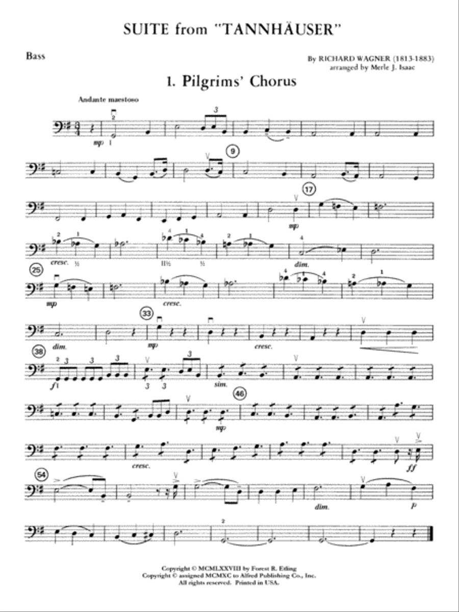 Suite from Tannhäuser: String Bass Full Orchestra scores gallery preview page 1