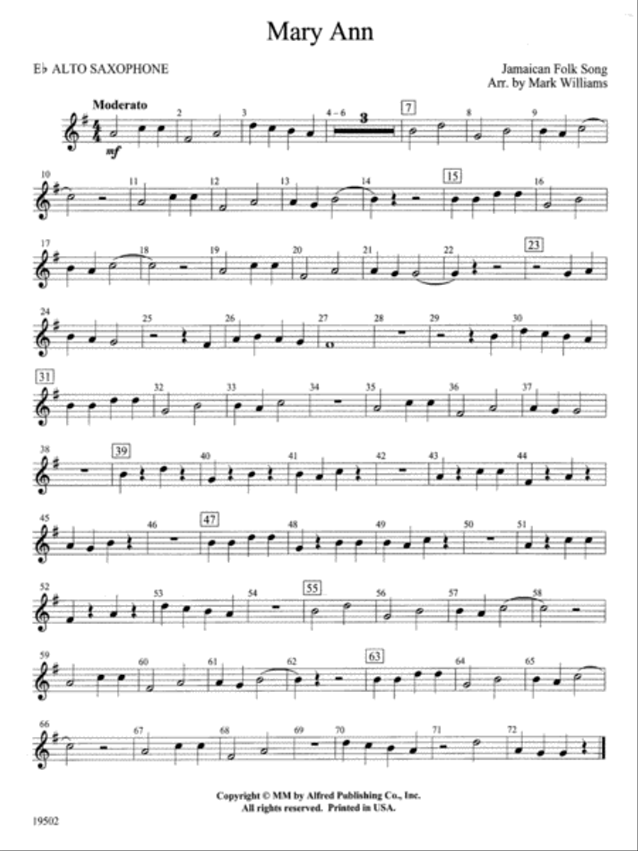 Mary Ann E flat Alto Saxophone by Mark Williams Concert Band
