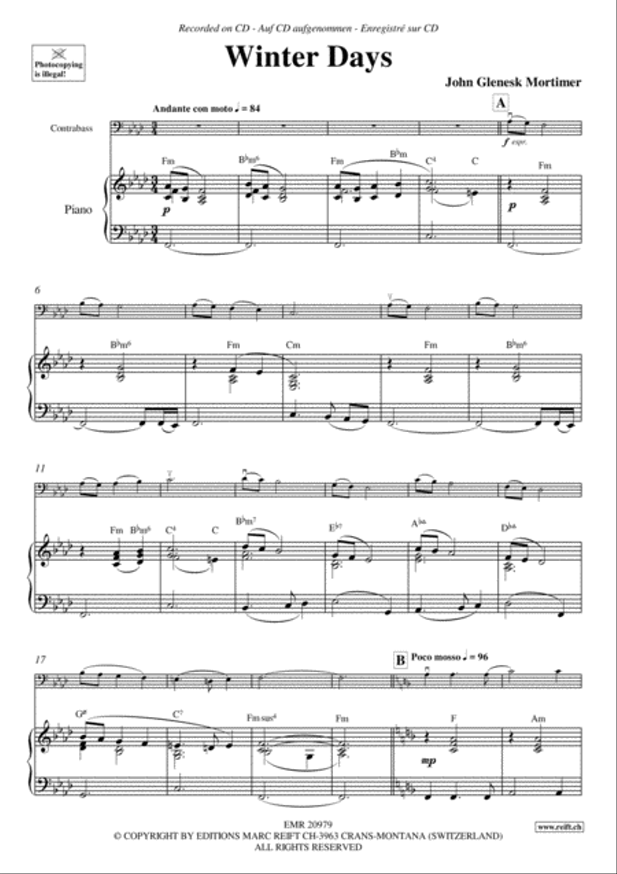 Winter Days Double Bass scores gallery preview page 4