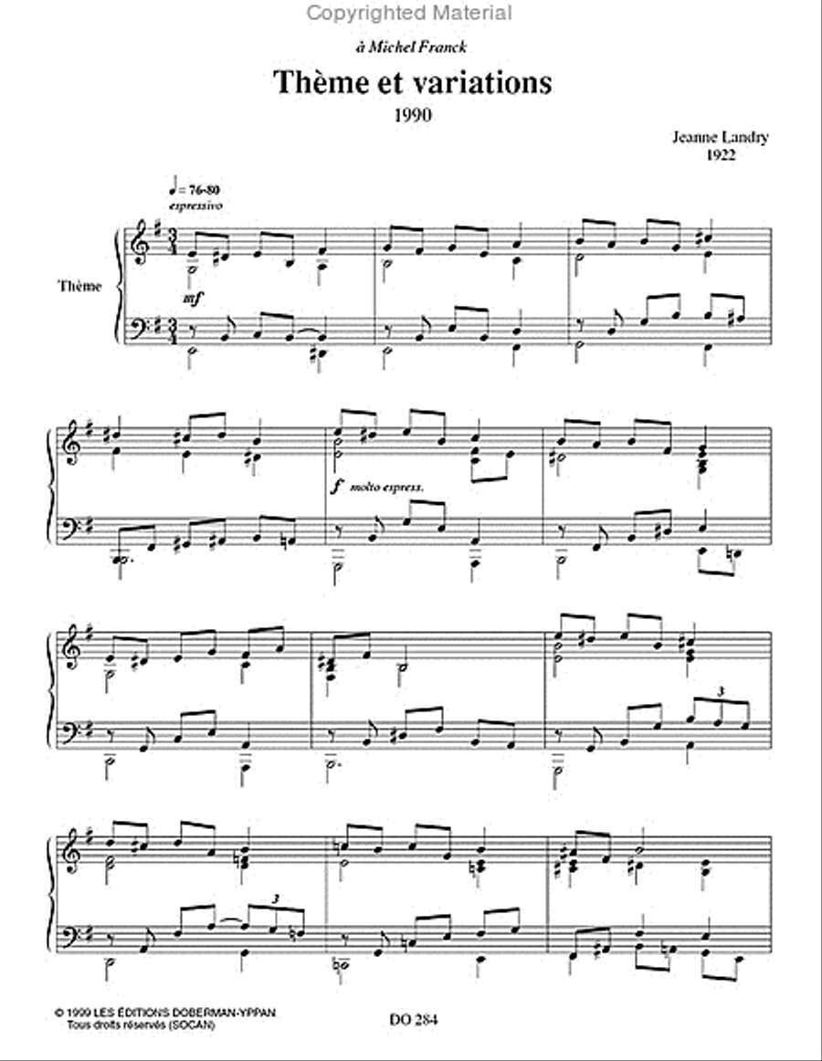 Thème et variations Piano Solo scores gallery preview page 2