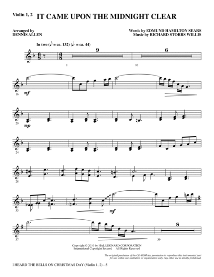 I Heard The Bells On Christmas Day (Celebrating Peace On Earth) - Violin 1, 2 Choir scores gallery preview page 5