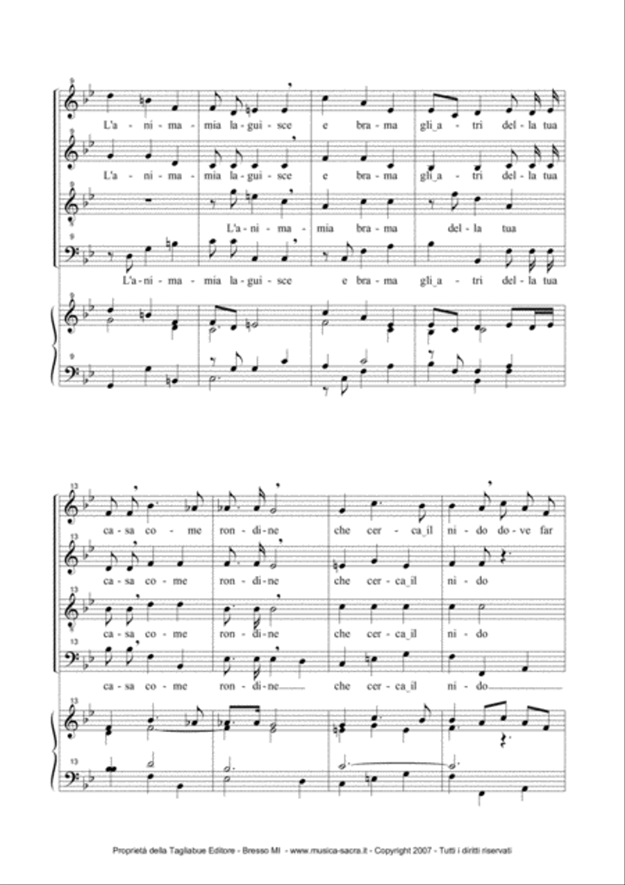 LARGO - Veracini - QUANTO AMABILI SONO LE TUE DIMORE - Arr. for SATB Choir and Organ 4-Part scores gallery preview page 3