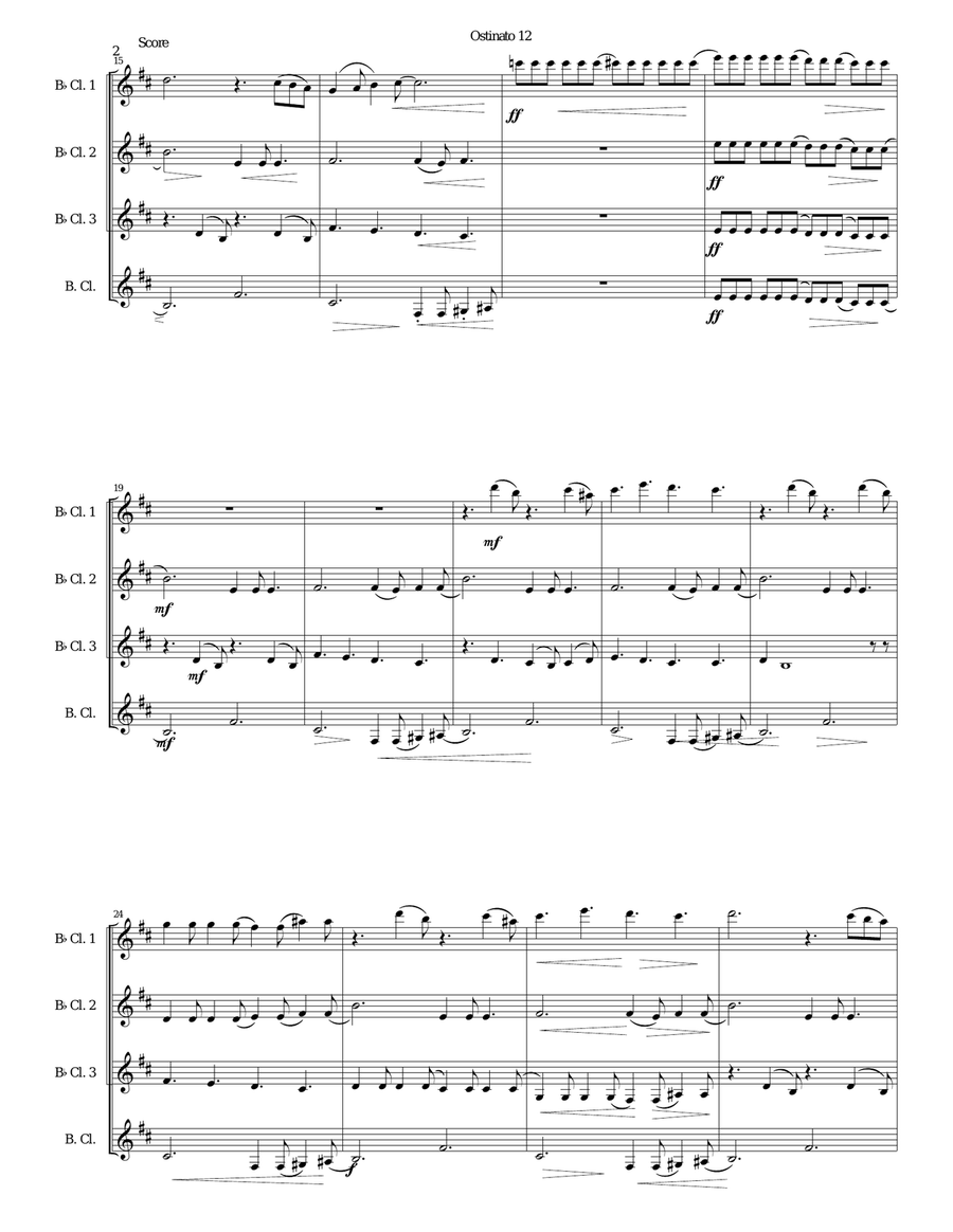 Ostinato 12 for clarinet quartet Clarinet Quartet scores gallery preview page 2