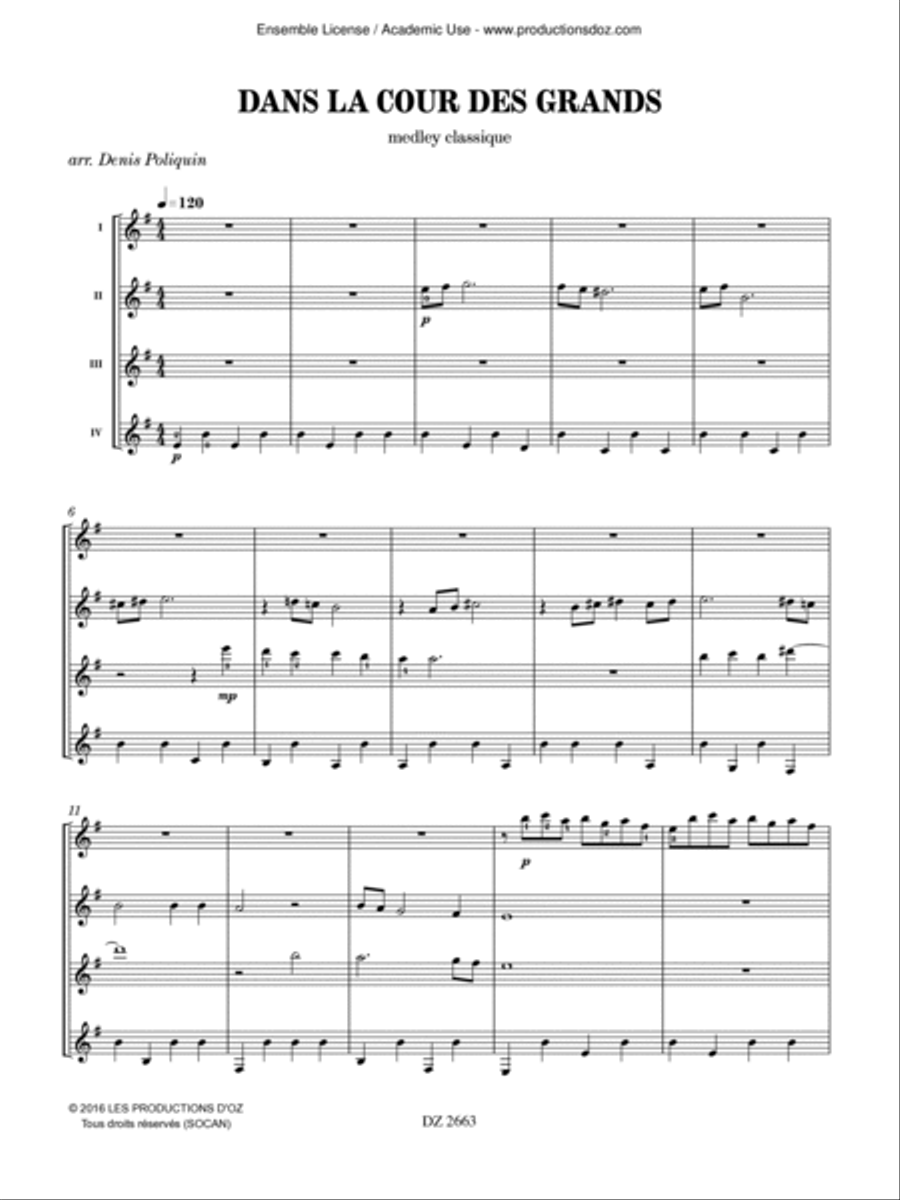 Dans la cour des grands Guitar Ensemble scores gallery preview page 2