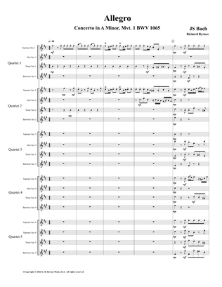 Concerto in A Minor, BWV 1065, Allegro (Saxophone Choir)