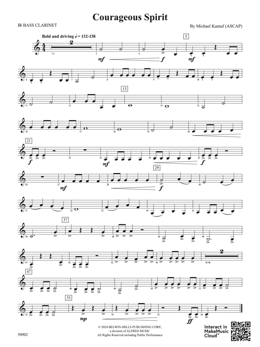 Courageous Spirit: B-flat Bass Clarinet Concert Band scores gallery preview page 1