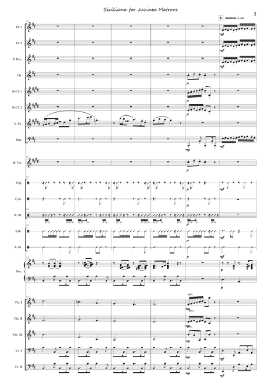 Suite, Sweet Cape Town - 6 Siciliana for Jucinta Matroos Concert Band scores gallery preview page 3