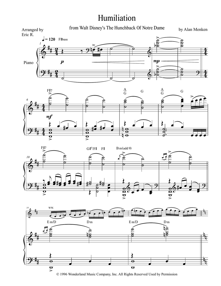 Humiliation Piano Solo scores gallery preview page 1