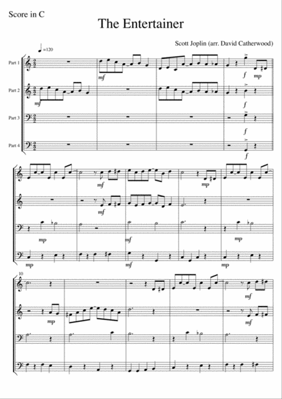 The Entertainer (Scott Joplin) Ragtime for flexible ensemble arranged by David Catherwood Concert Band scores gallery preview page 1