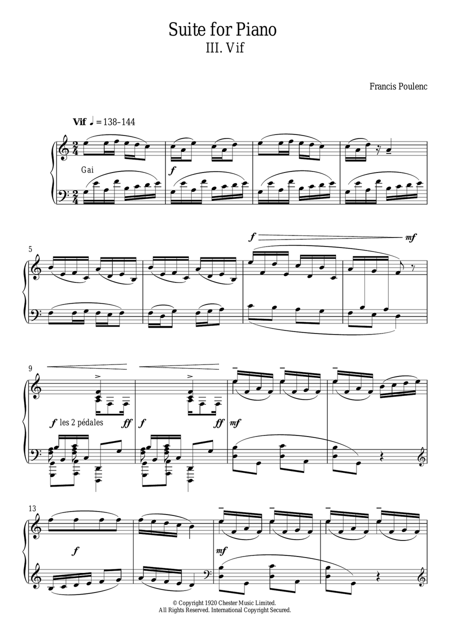 Suite for Piano - III. Vif Piano Solo scores gallery preview page 1
